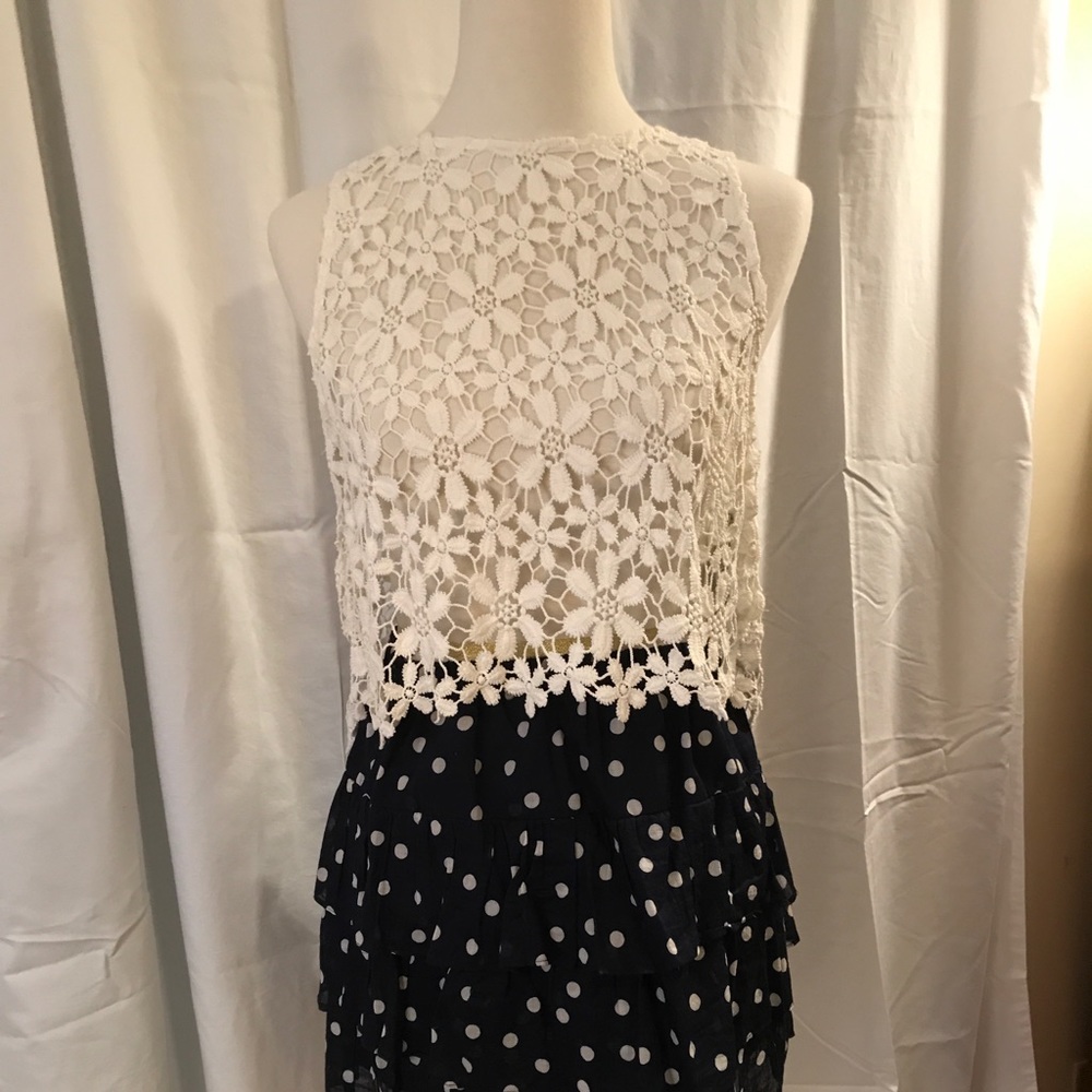 White Lace Split Back Top